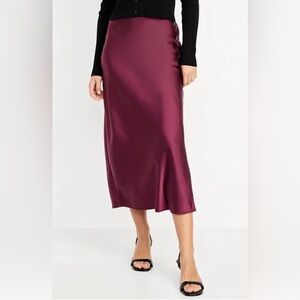 Satin Midi Skirt - Cherry Bark